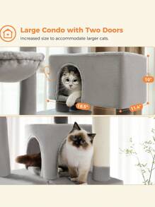 PAWZ Road Cat Tree For Large Cats With Super Large Top Platform, [56.3"=143cm] Tower For Indoor Cats With Hammock And Sleeping Bag, Cat Shelves With Scratching Posts And 2 Houses - Grey - View 4