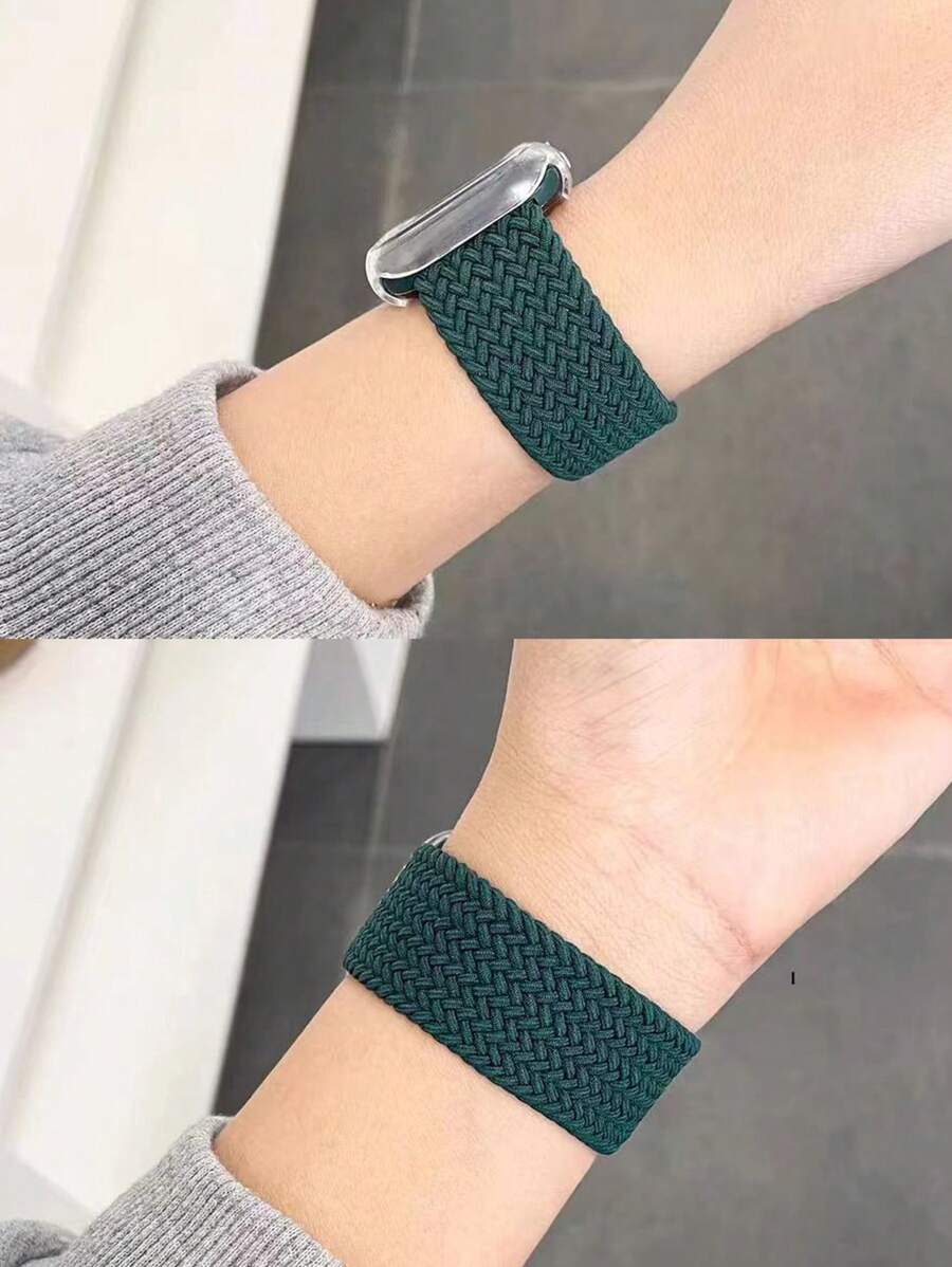 1pc Comfortable Elastic Nylon Braided Watch Band Replacement Strap, Compatible With Apple Watch Ultra/SE/11/10/9/8/7/6/5/4/3/2/1 45/49/38/40/41/42/44/46mm, Unisex - Olive Green - View 1
