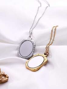 Vòng cổ tùy chỉnh với bảng tên hình vuông, khung hình bầu dục, mặt dây chuyền hình học & tối giản, được cá nhân hóa với tên, tin nhắn, địa điểm và ngày tháng, thích hợp để tổ chức sinh nhật, ngày lễ tình nhân, ngày kỷ niệm và làm quà tặng cho bạn trai, bạn gái hoặc các cặp đôi đeo - Nhiều màu - Xem 7