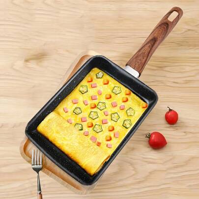 Japanese Style Tamagoyaki Egg Omelette Pan Breakfast Frying Pan Non-Stick Pan With Imitation Wood Handle, 1pc Seafood Boil