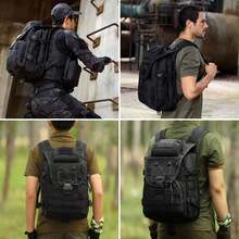 Tactical Backpack 40L, Molle Rucksck Assault Pack Bag Men's Daysack Tool Backpacks For Camping Hiking Weighted Hikes Rucking Hunting Trekking - Black - View 6
