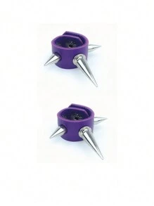 街头风朋克铆钉卷发器，2 件装，用于固定辫子、马尾辫、发圈、橡皮筋、发绳、弹力发圈、发饰、头饰 - 彩色 - 查看 7