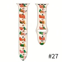 1 条女式圣诞硅胶表带，适合 38/40/41/42/44/45/49 毫米 Apple Watch Ultra/SE/8/7/6/5/4/3/2/1，设计简约，佩戴舒适 - 彩色 - 查看 17