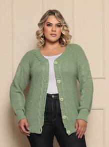 Plus Size Cardigans - Mint Green - View 4