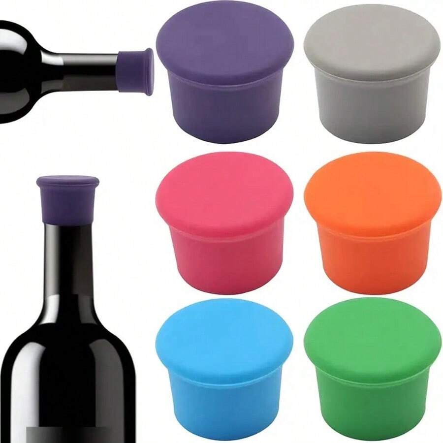 1/6pcs Reusable Silicone Wine Stoppers, Replace Cork, Seal Wine Bottles