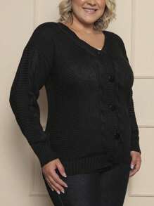 Plus Size Cardigans - Màu xanh lam - Xem 2