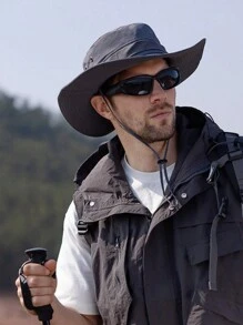 1入夏季男士漁夫帽，戶外防曬寬邊巴拿馬帽，獵獸徒步帽，網布漁夫帽，海灘防曬帽