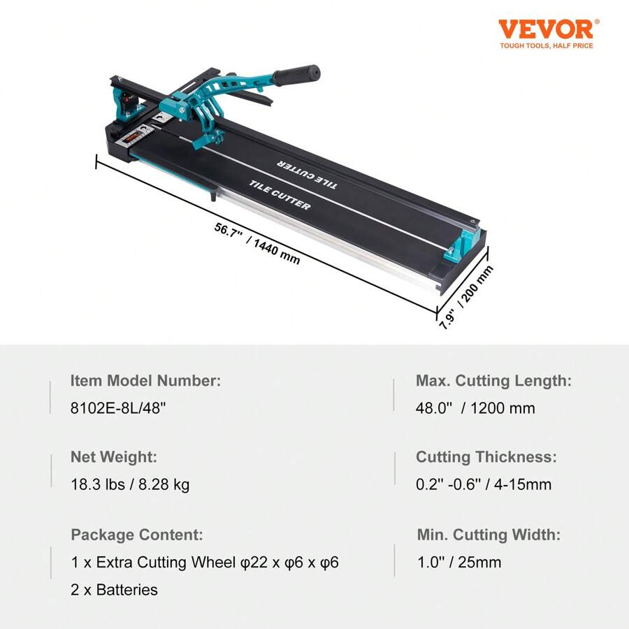 VEVOR Manual Tile Cutter, 48 Inch, Porcelain Ceramic Tile Cutter With