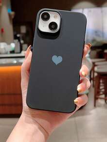 A Fashionable Liquid-Painted Heart Patterned Silicone Phone Case With Anti-Skid, Anti-Fingerprint And Skin-Feeling Features, Compatible With IPhone - Black - View 8