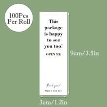 100pcs/Roll Thank You Sticker Seal Labels Small Business Gift Decor Sticker This Package Ls Happy To See You Too 3*9cm - Black and White - View 2