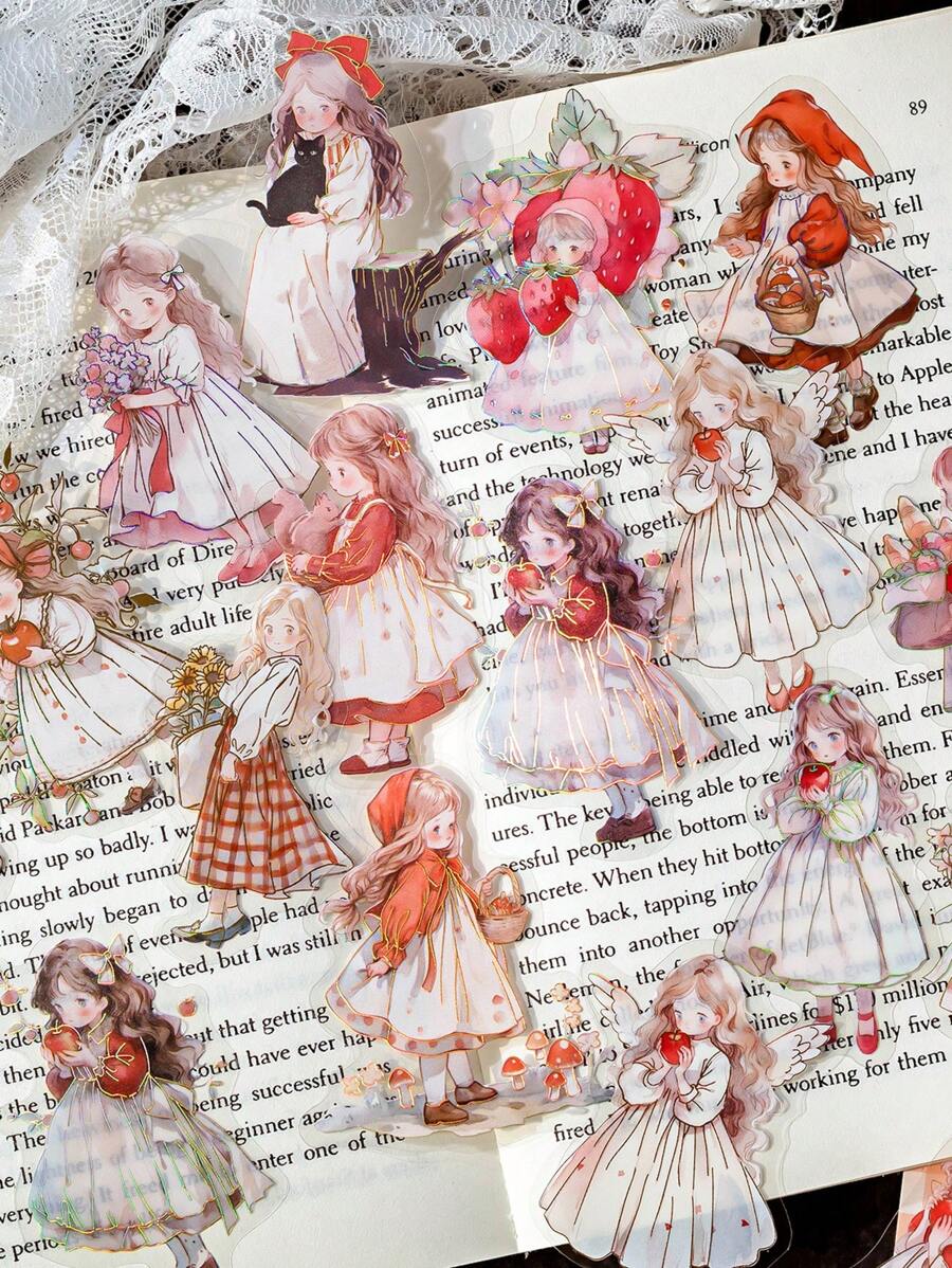 MOCARD 1 Gói/30 Tờ Nhãn Dán Nhật Ký Theo Chủ Đề Cô Gái Dễ Thương, Đề Can Nghệ Thuật Trang Trí Thẩm Mỹ Sáng Tạo Cổ Điển, Đồ Dùng Làm Album Ảnh Tự Làm, Quà Tặng Ngày Lễ, Văn Phòng Phẩm Cá Nhân Cho Trường Học - Đỏ - Xem 1