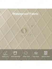 100% Waterproof Dining Chair Seat Cover, Geometric Pattern Chair Slipcover,  Jacquard Cover For Chairs Coffee, 1pc - Beige - View 4