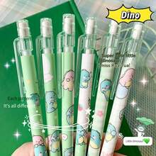 5入組機械鉛筆套裝0.5mm 2B填充可愛卡通自動鉛筆學校辦公用品兒童禮物文具卡哇伊恐龍 - 綠色 - 查看 4
