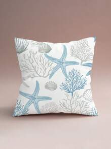 1pc Ocean Life Starfish & Coral Printed Home Pillowcase