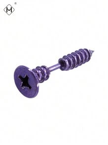 1pc Fashion Punk Style Stainless Steel Cross Screw Earring, Unisex Daily Wear - Phillips Screws - View 13