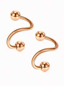 CIZME 2 件 16 克不锈钢 S 螺旋扭曲杠铃耳环扭曲唇环，扭曲杠铃螺旋扭曲耳轮耳屏软骨穿孔耳环，不锈钢眉毛唇脐扭曲条，耳屏扭转耳环环，螺旋杠铃穿孔螺旋扭曲耳环螺旋扭曲软骨唇环，扭转螺旋杠铃，软骨耳环不锈钢扭转螺旋唇环螺旋唇环 - Twister Earring - 查看 20