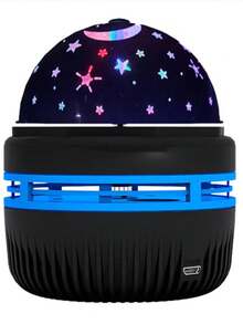 Star Sky Projection Lamp, Crystal Full Stars Light, Christmas Party Camping USB Rechargeable Rotating Atmosphere Night Light - Black - View 1