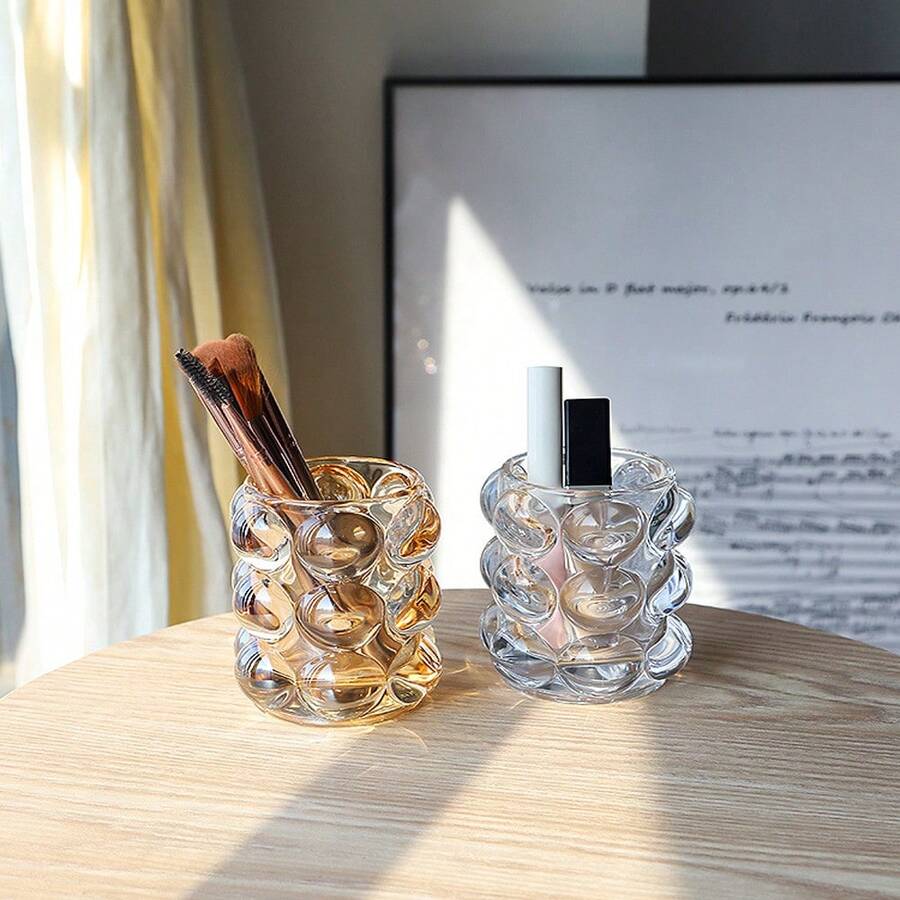 Glass Crystal Pen Pencil Cup Holder Caddy Box Bedroom Vanity Makeup