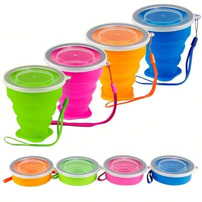 1 pièce Tasse pliable portable en silicone avec couvercle 200ml, idéale pour les voyages et la boisson en plein air