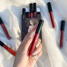 Set de 5 gloss de labios al estilo chino, mate e hidratante, no se desvanece, no se pega en la taza, de larga duración, lápiz labial iluminador para estudiantes - paquete de 6 unidades - Ver 3