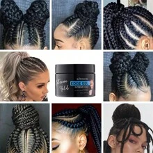 4.94盎司塑形啫喱霜，用於塑形和保濕頭髮，極強定型邊緣啫喱，蓬鬆且持久塑形頭髮蠟 - 黑色 - 查看 5