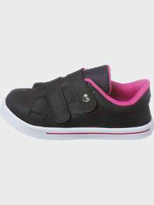 Kit 2 Pares Tenis Infantil Feminino Calce Facil Menina Preto Pink K Telinha e Casual Preto Kidstep - Preto - Visão 7
