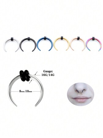 1 Pieza calibre 14/16G Piercing de expansor de túnel de oreja de carne de garra de búfalo de acero inoxidable con clavos para uñas y anillos de nariz