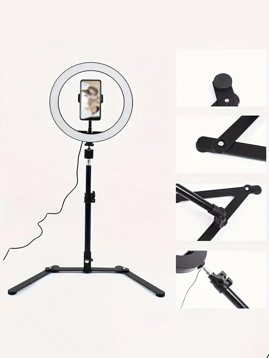 10Inch Selfie Ring Light, Adjustable Desktop Overhead Tripod And