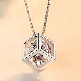 1pc Copper Inlaid Cubic Zirconia Love Magic Cube Pendant Necklace