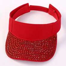Rhinestone Decorated Crown Sun Protection Open Top Baseball Cap, Fashionable Bling Sporty Sun Hat For Summer Beach