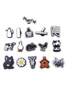 16pcs Cute Farm Theme Shoe DIY Decorations, Fun Shoe Charms For Clogs - Multicolor - View 3