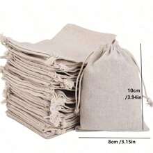 10 Stück Leinen Zugbandbeutel, Geschenktasche, Schmuckaufbewahrungstasche, Gewürzesäckchen, Bonbon- und Brotverpackungstasche, DIY Feiertags-Dekorationstasche für Muttertag, Valentinstag, Weihnachten, Halloween mit handgezeichnetem Muster - Taschen mit Kordelzug - Übersicht 17