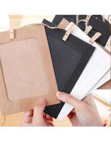 SURELIFE 10 Packs Cardboard Photo Frames 6" Retro Kraft Paper Photo Frame Set With Mini Wooden Clips And  Rope Picture Mats Hanging Album Frame For Home School Dorm Office Wall Party Decoration - Brown - View 6