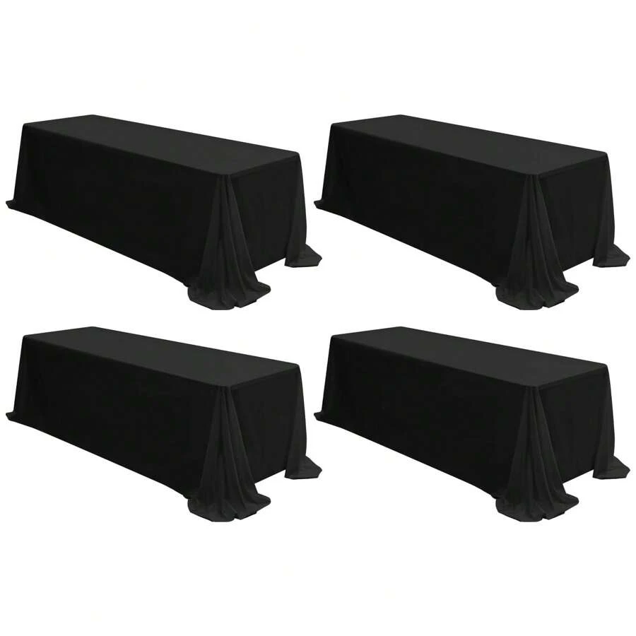 4 Pack  Tablecloths For 8ft Rectangle Tables 90 X 156 Inch - Polyester Table Cover Stain And Wrinkle Resistant Washable Fabric Table Clothes For Wedding Party Banquet Reception Restaurant Outdoor Party Wedding Outdoor Activities Banquet