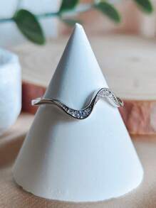 1pc Fashionable Wave Design Women Ring For Daily Wear