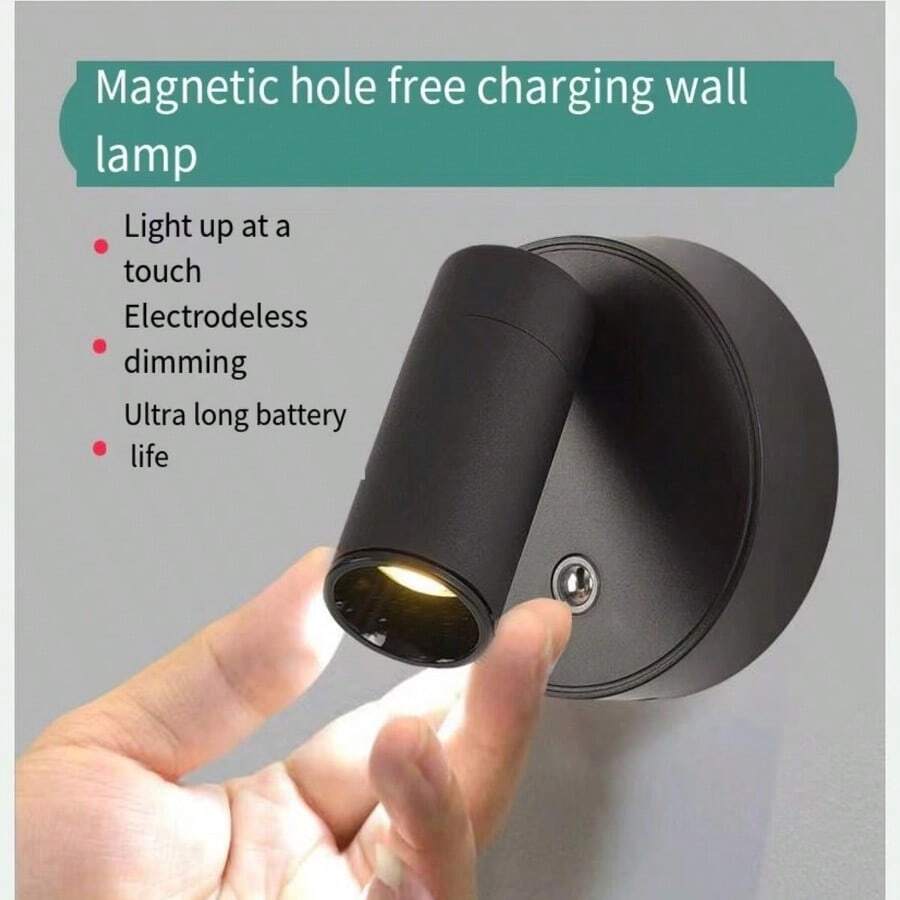 1 Đèn LED cảm ứng phong cách tối giản hiện đại Đèn tường từ tính, đèn ngủ. Không dây, Pin sạc, Sạc USB, Độ sáng có thể điều chỉnh, Xoay 360°, Đế từ tính. Thích hợp cho phòng ngủ Đầu giường đọc sách, Bàn học, Trưng bày nghệ thuật, Chiếu sáng tranh tường, Đèn bổ sung nhà bếp