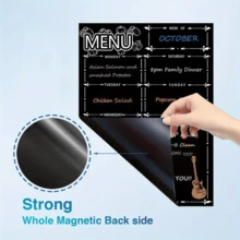 1pc, Magnetic Menu Board For Fridge, Dry Erase Weekly Menu Planner/Family Calendar With Grocery List And Notes - Black - View 4