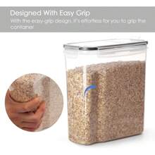 Vtopmart - Juego de 4 Contenedores Hermeticos para Cereal, Recipientes Hermeticos de 2.5L para Organizacion de Alimentos Secos, Organización y Almacenamiento de Cocina - Negro - Ver 3