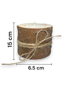vela con base de madera y moño yute - Grande - Ver 2