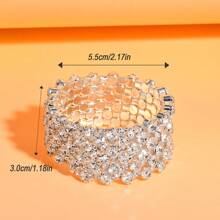 1 pieza de brazalete abierto de 5 capas con estilo europeo y americano de moda con diamantes de imitación blancos y brillantes, joyería digna de boda para mujeres adecuada para actuaciones en el escenario