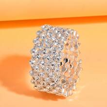 1 pieza de brazalete abierto de 5 capas con estilo europeo y americano de moda con diamantes de imitación blancos y brillantes, joyería digna de boda para mujeres adecuada para actuaciones en el escenario
