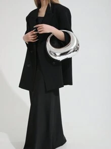 Túi ly hợp định tính màu kim loại thời trang có đặc điểm hình tròn, trăng lưỡi liềm và tiệc tùng, có thể dùng làm túi xách, túi đeo vai hoặc túi đeo chéo cho nữ Túi đeo chéo dành cho cô dâu, hoàn hảo cho các bữa tiệc, đám cưới, vũ hội, bữa tối/tiệc, kết hợp với váy cưới, Trang phục trang trọng, trang phục dạ hội, trang phục sinh nhật, trang phục dự tiệc - Bạc - Xem 2