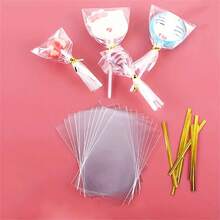 100pcs, Lollipop Bags, Cake Pop Bags, Clear Cellophane Candy Bags, For Lollipops, Cake Pops, Candies, Chocolates And Cookies, Kitchen Gadgets, Kitchen Stuff, Kitchen Accessories, Home Kitchen Items - Transparent - View 12
