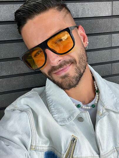 1/2/3 piezas Gafas de sol de tapa plana para hombre, a prueba de viento, de moda, ideales para salidas diarias, uso veraniego, playa, actividades al aire libre y viajes