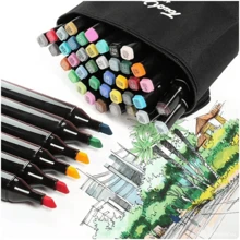 Set de 168/120/80/60/48/36/24 marcadores de punta doble, punta de pincel, para papelería, en variedad de colores, con organizador. Marcadores de agua de punta doble y pincel para dibujar, colorear, acuarelas, caligrafía y cómics. Marcadores de punta de pincel para niños y adultos. Set de marcadores premium de alta calidad, acrílicos permanentes, en estuche, para regresar a la escuela
