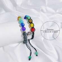 2入組天然能量石手鍊，採用心形磁扣，適用於父親節/母親節手鍊，情侶飾品/節日禮品套裝，Ins風配飾，日常佩戴，適用於海灘/復古風格 - 黑與白 - 查看 41