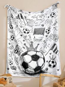 1 Stück Fussball-Themen-Decke, weiche und warme Schlafdecke, geeignet für Sofa, Büro Bett, Camping und Reisen, ganzjähriges vielseitiges Geschenk-Decke