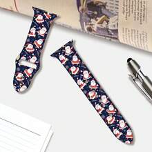 1 条女式圣诞硅胶表带，适合 38/40/41/42/44/45/49 毫米 Apple Watch Ultra/SE/8/7/6/5/4/3/2/1，设计简约，佩戴舒适 - 彩色 - 查看 3