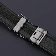 Thắt lưng da nam WilliamPOLO có khóa tự động bằng hợp kim kẽm, cảm giác tối giản cao cấp, phong cách công sở thường ngày đa năng, chiều dài có thể điều chỉnh - màu súng - Xem 9