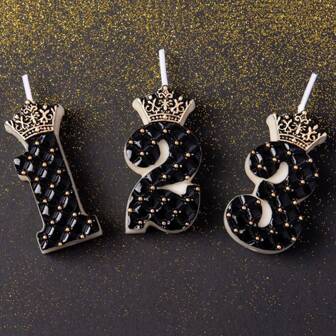 1入組創意皇冠造型數字蠟燭，派對蛋糕裝飾用品，適合兒童